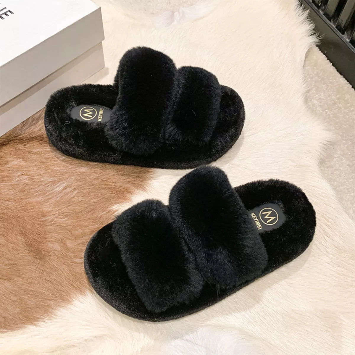 Fluffy Open Toe Slippers - Lilixa.store