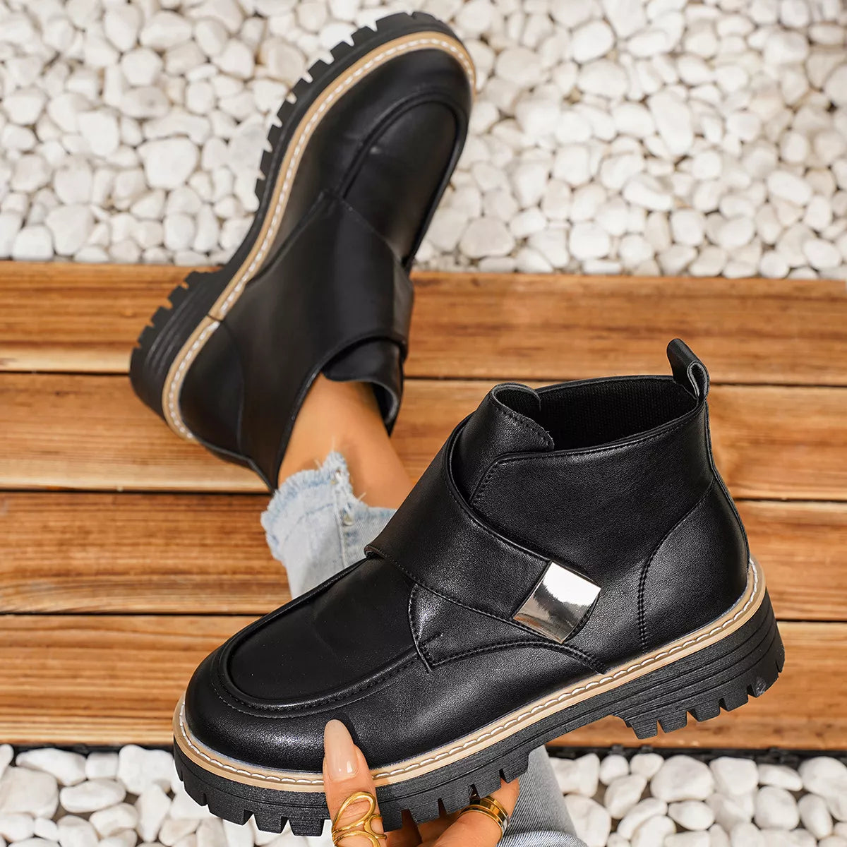 Round Toe Block Heels Boots - Lilixa.store