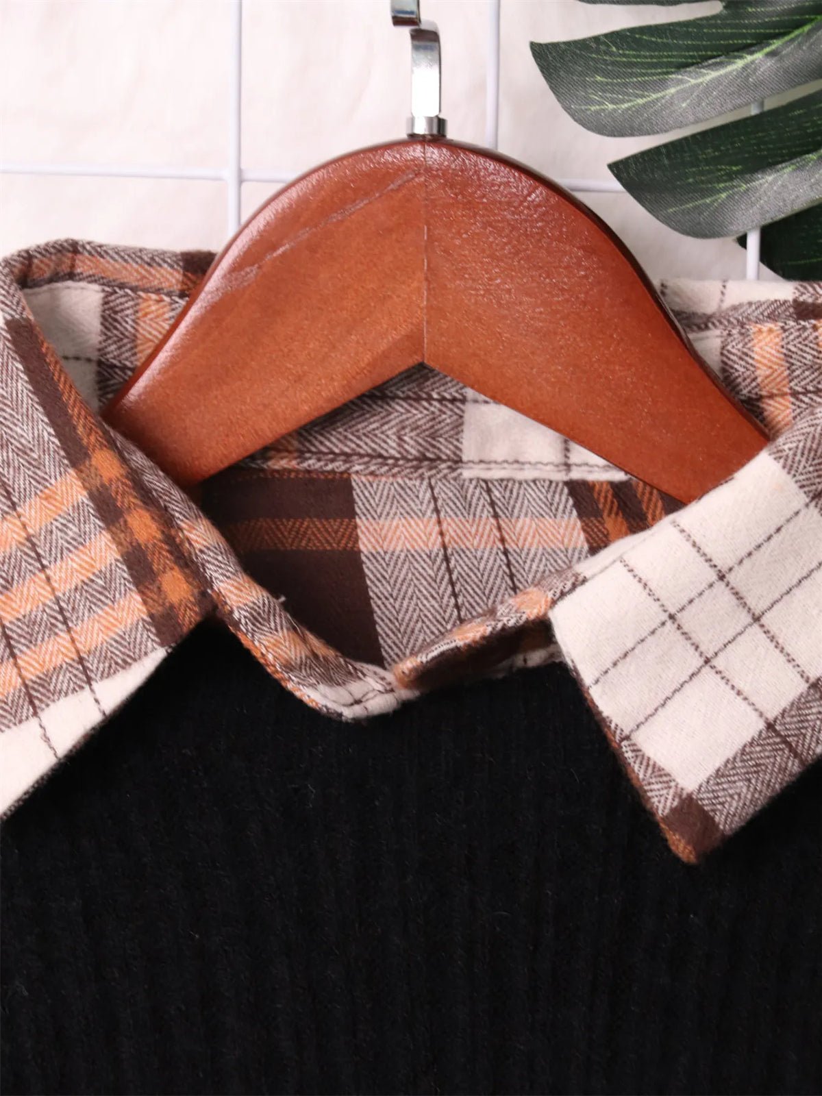 Plaid Long Sleeve Sweater Dress, view 6
