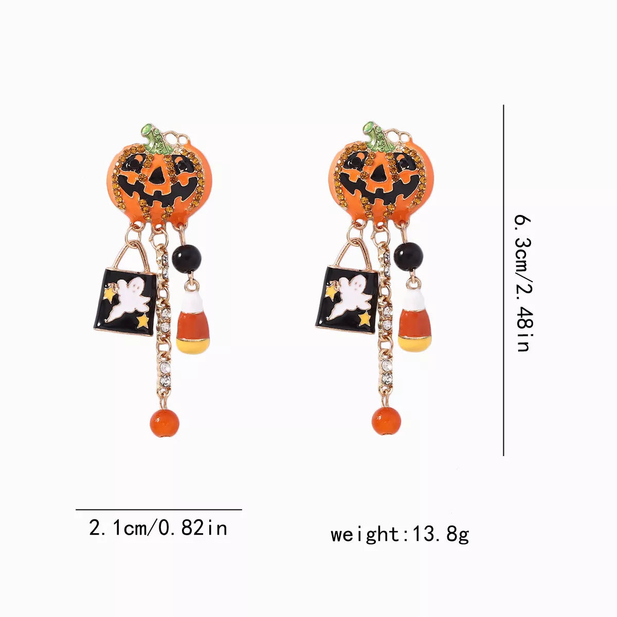 Halloween Pumpkin Ghost Dangle Earrings - Lilixa.store