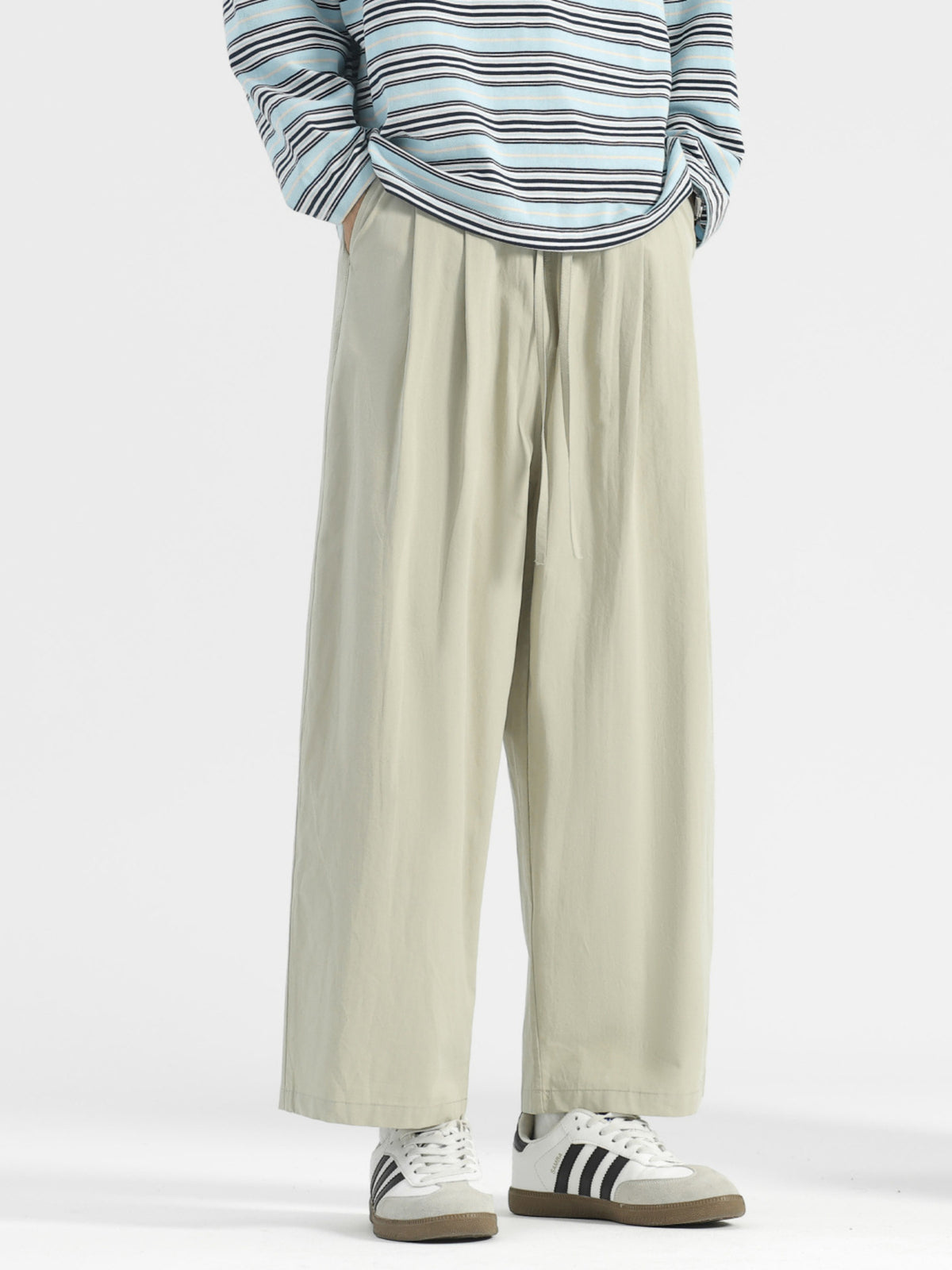 Men's Plus Size Wide Leg Drawstring Casual Pants, view 2