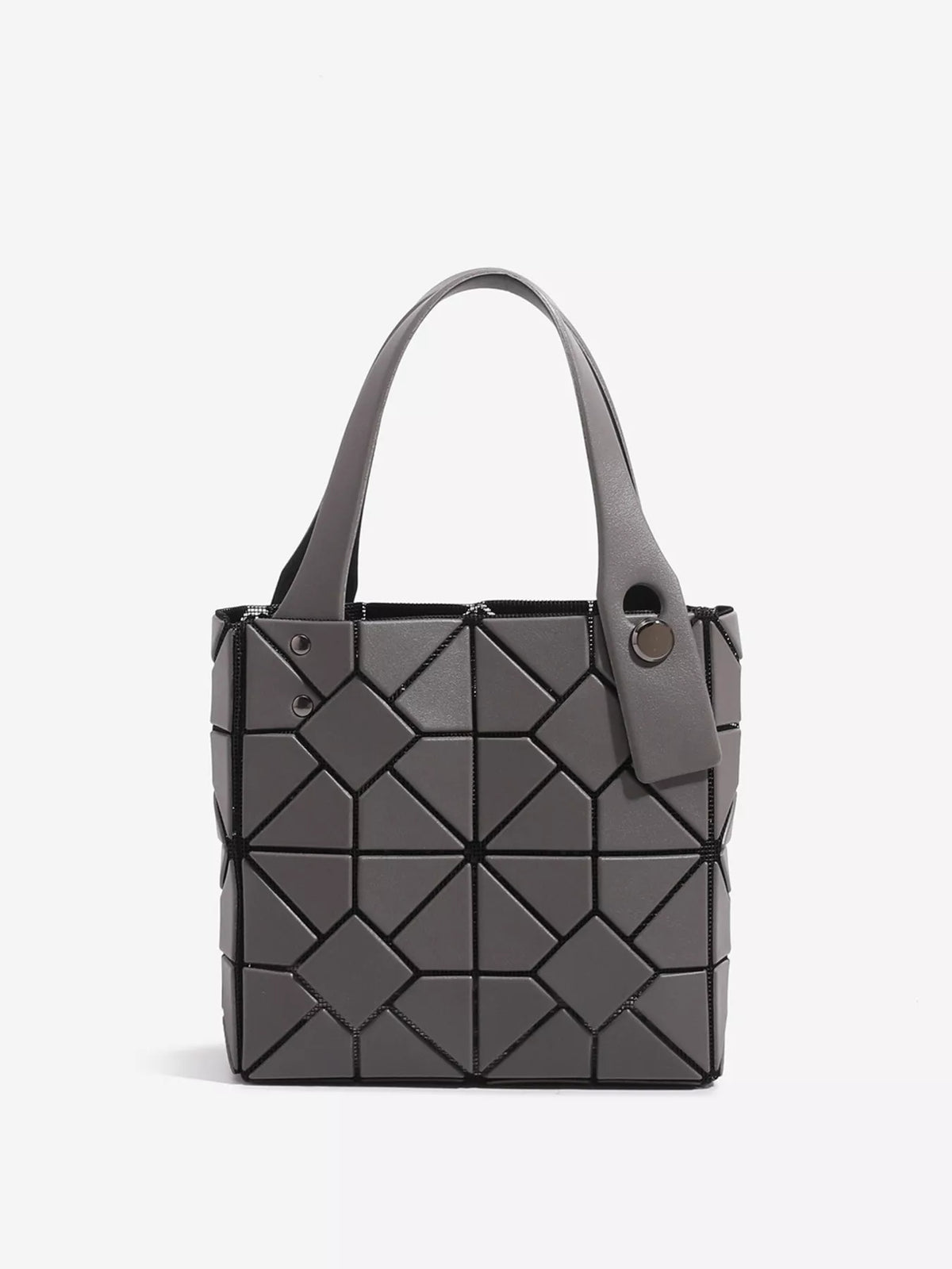 Geometric Matte Modular Handbag in Gray