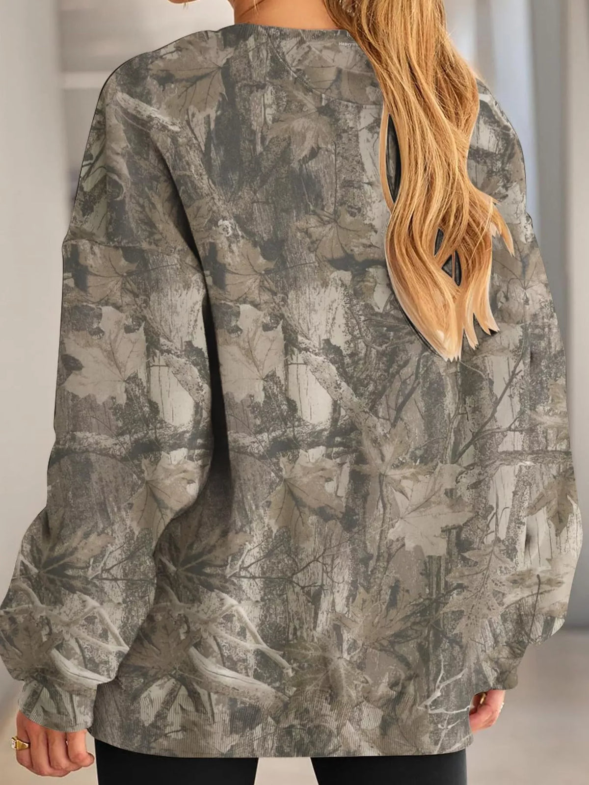 Oversized Printed Crew Neck Sweatshirt - Lilixa.store