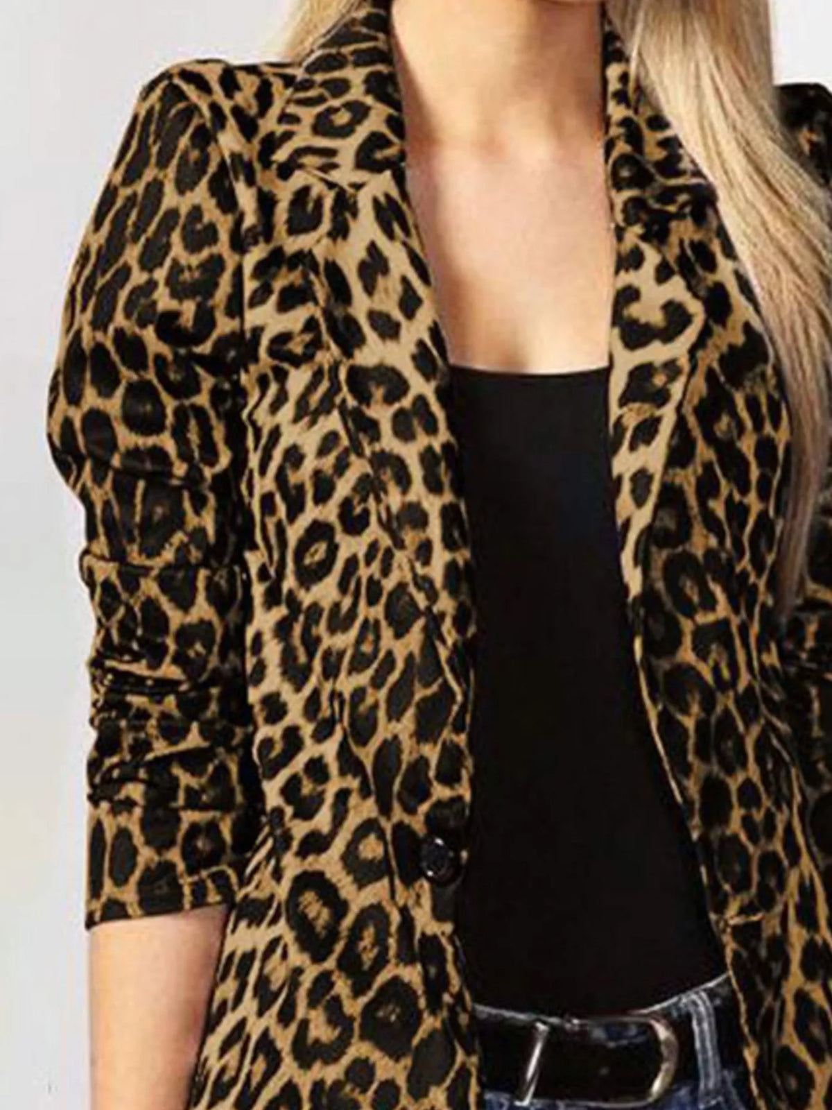 Leopard Print One Button Blazer - Lilixa.store