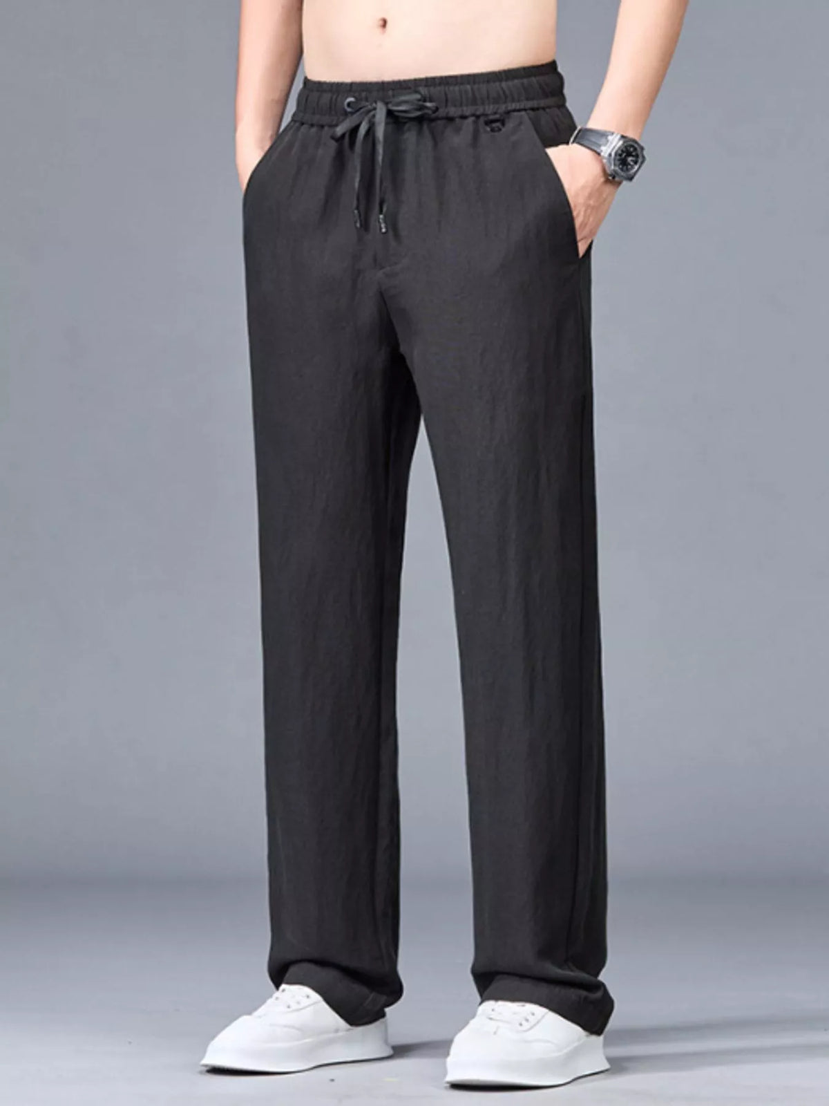 Men's Plus Size Lightweight Casual Pants in Black