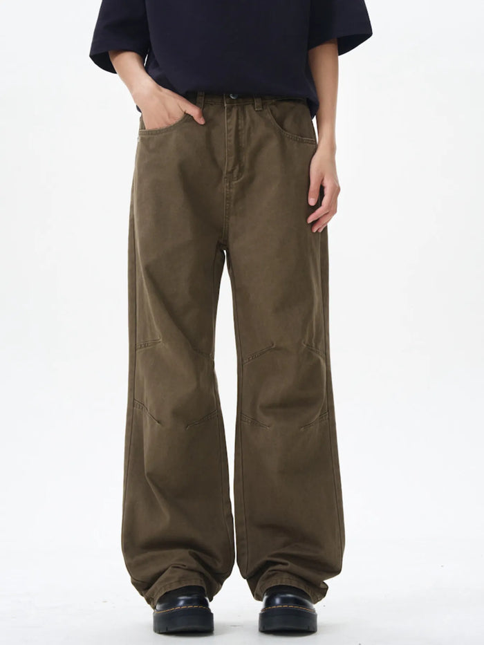 Men's Wide Leg Pants in Brown