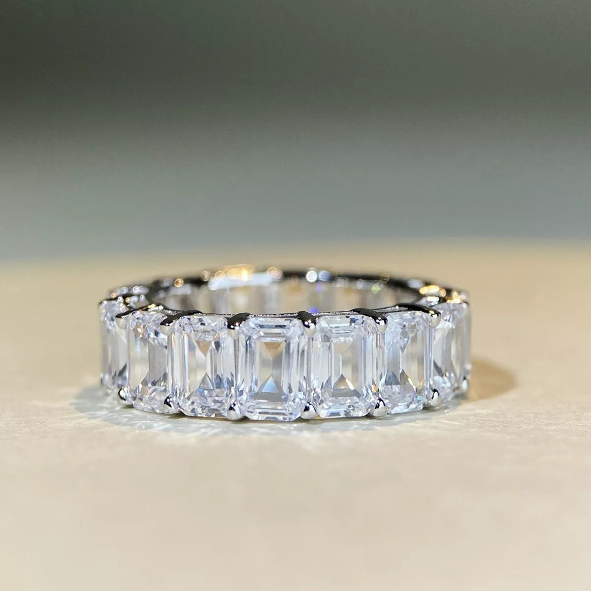 925 Sterling Silver Zircon Geometric Ring