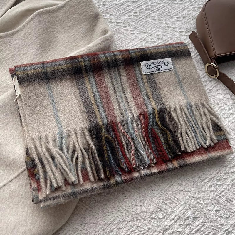 Wool Plaid Tassel Scarf - Lilixa.store