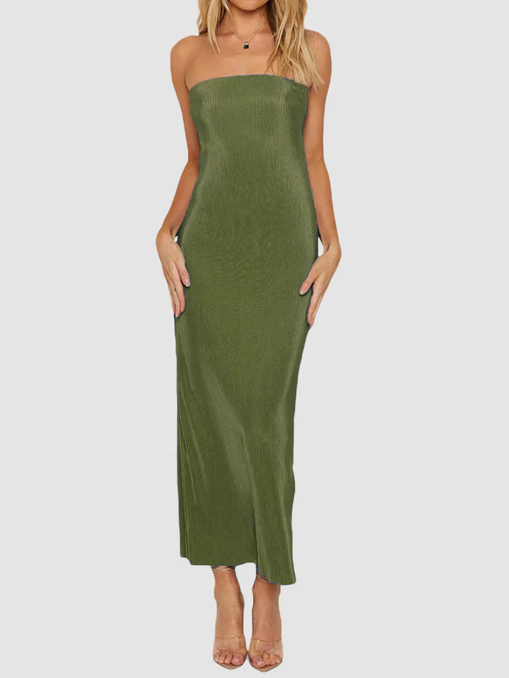 Lace-Up Back Tube Maxi Dress - Lilixa.store