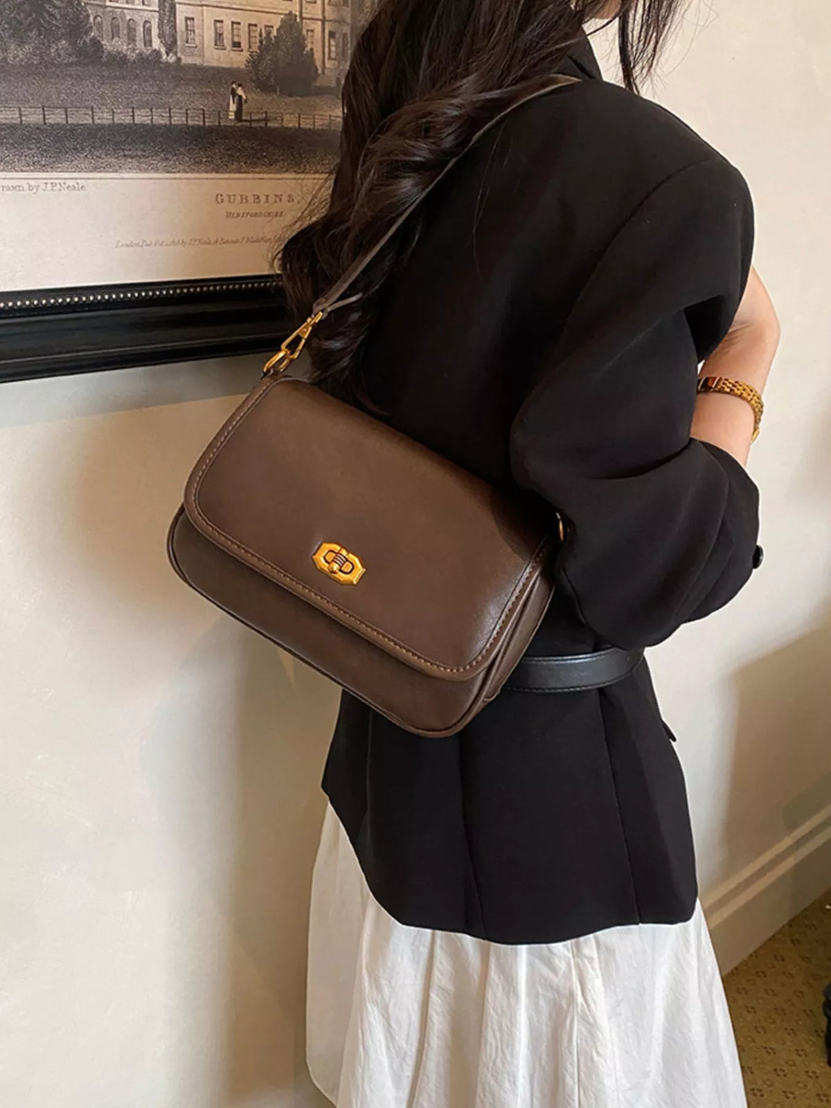 Twist Lock Flap Shoulder Bag - Lilixa.store