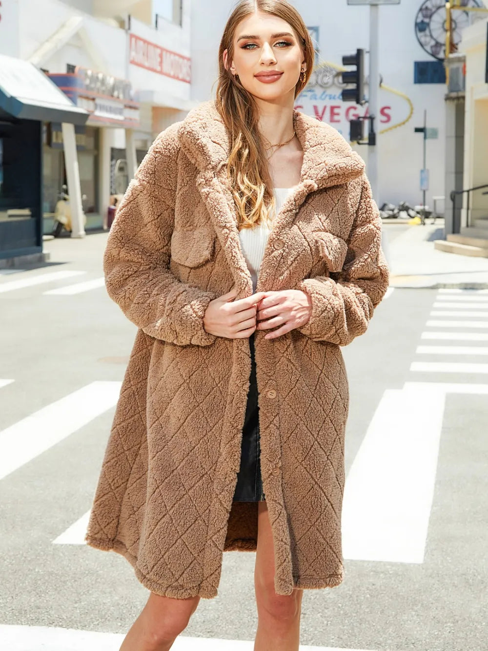 Texture Button Up Dropped Shoulder Coat - Lilixa.store
