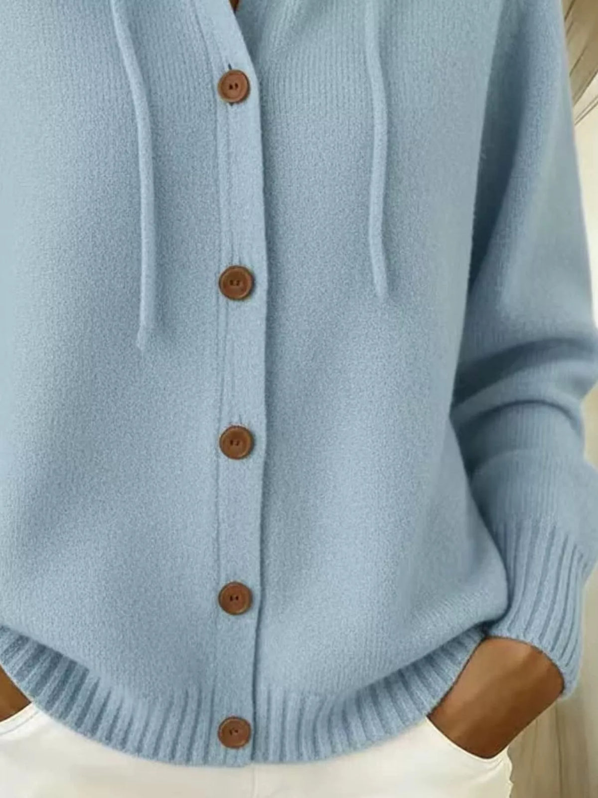 Full Size Hooded Button-Down Knit Cardigan Plus Size - Lilixa.store