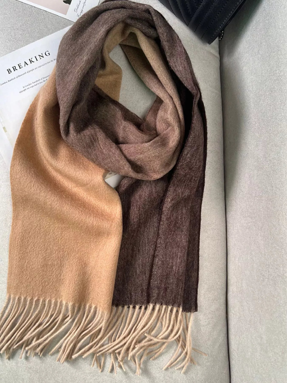 Color Block Fringe Scarf - Lilixa.store