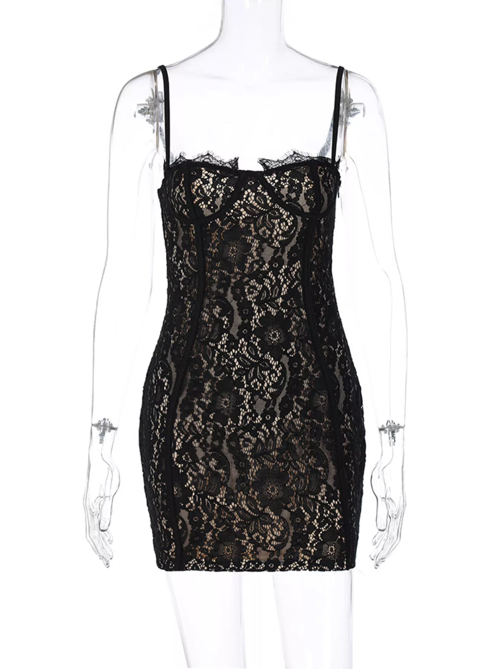 Lace Spaghetti Strap Mini Dress - Lilixa.store