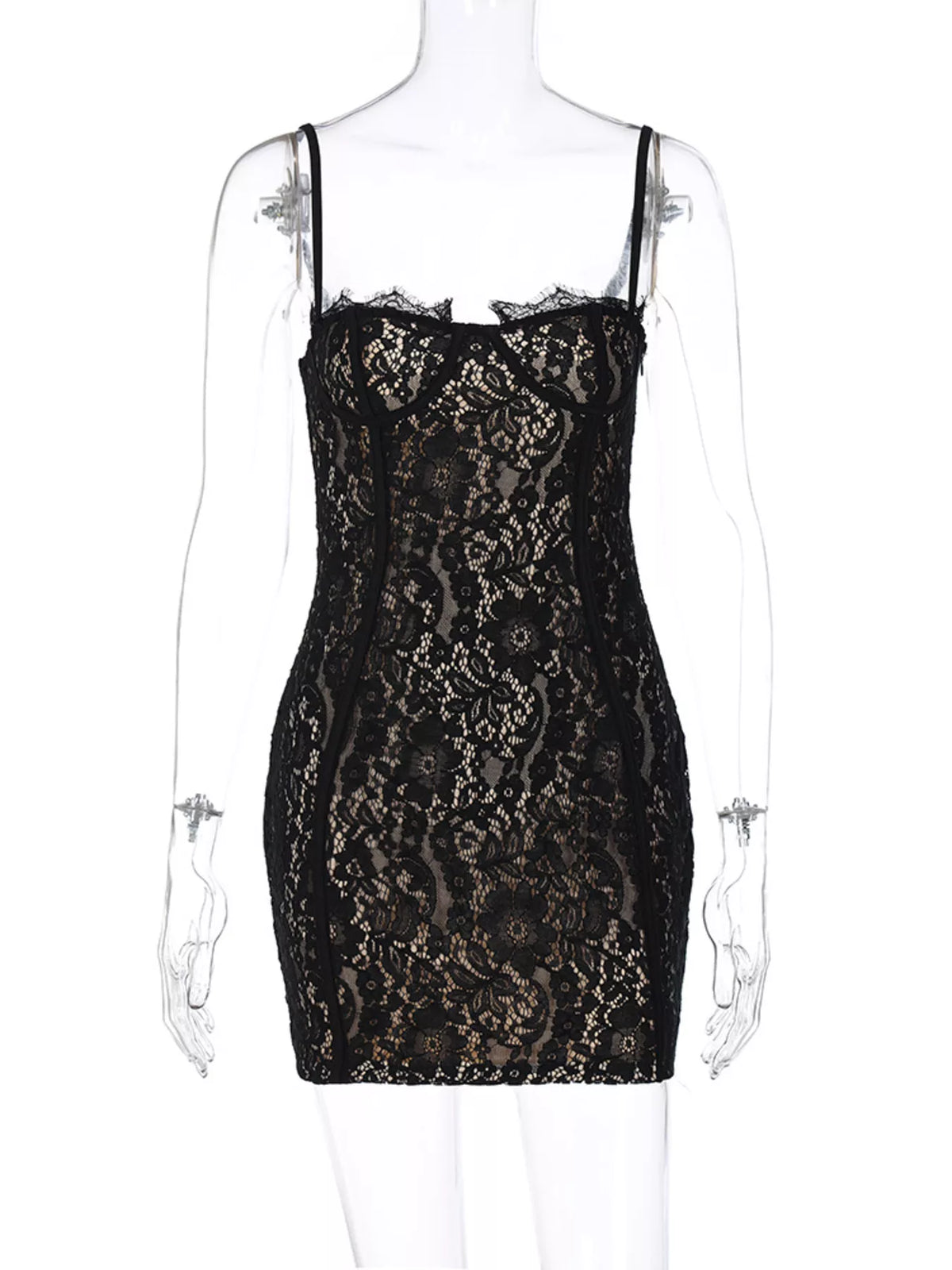 Lace Spaghetti Strap Mini Dress - Lilixa.store