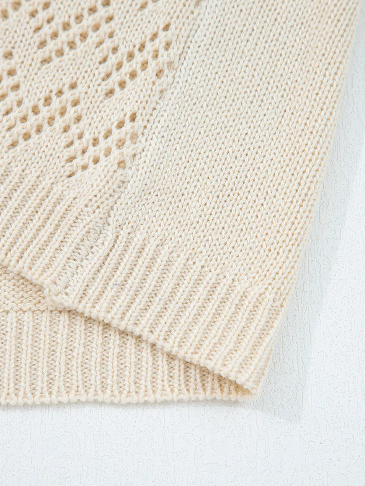 Hollowed Knit Open Front Cardigan - Lilixa.store