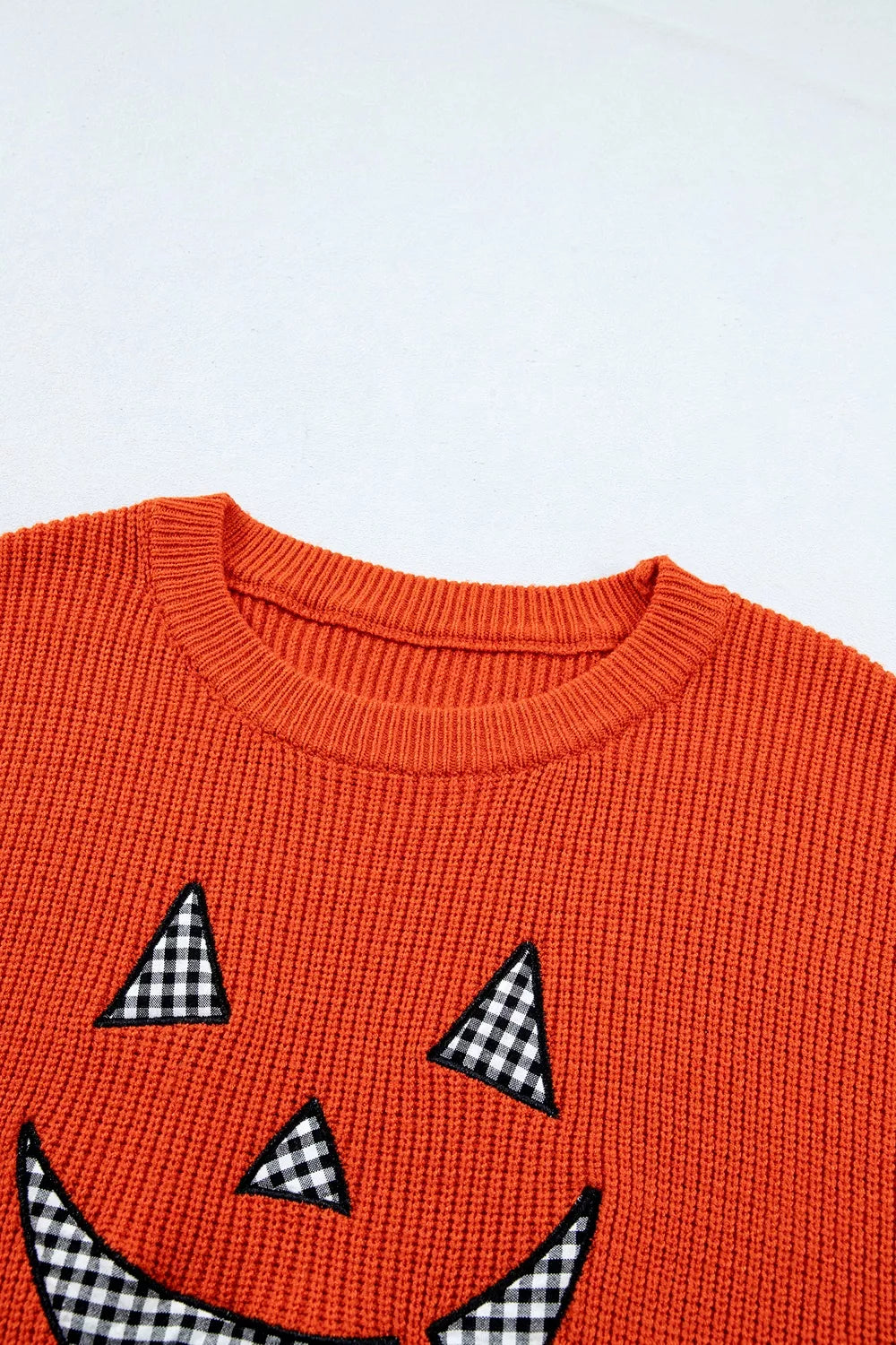 Drop Shoulder Long Sleeve Round Neck Halloween Sweater in Orange, view 14