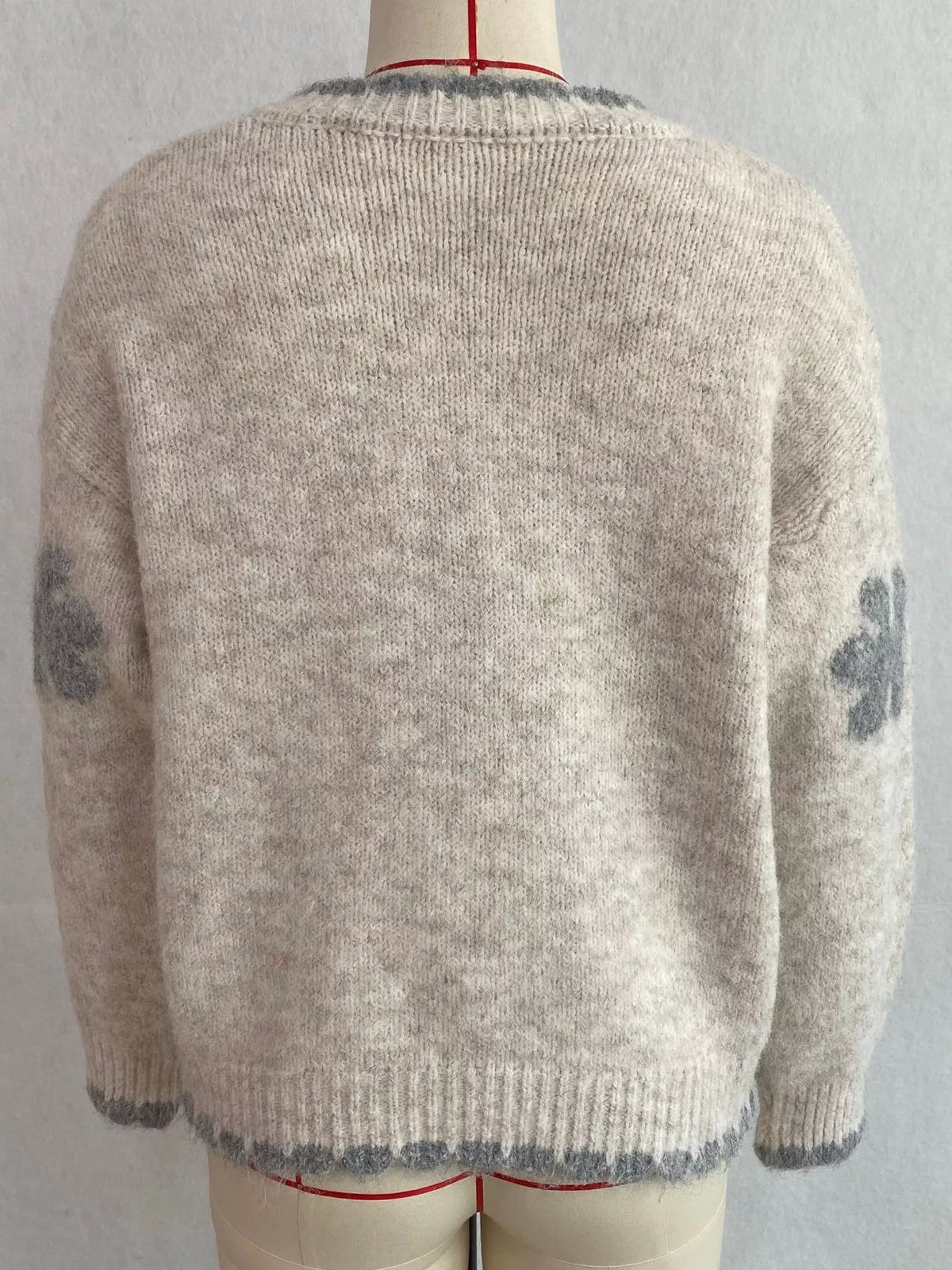 Floral Applique Button-Down Knit Cardigan, view 6