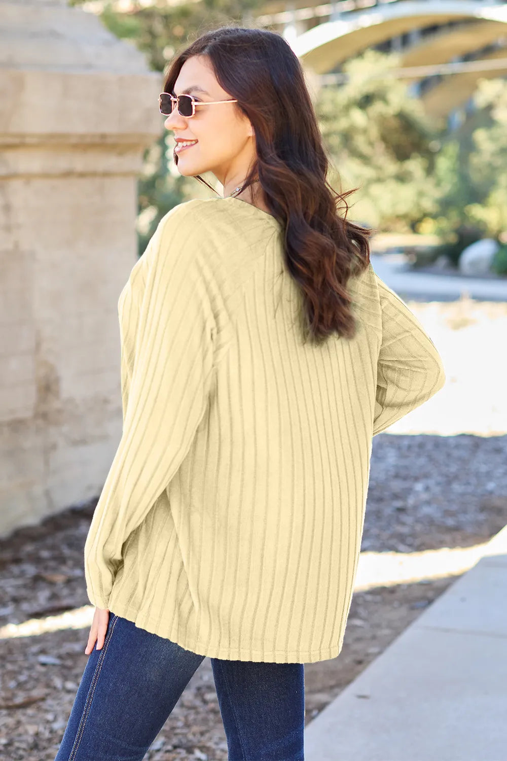 Basic Bae Full Size Ribbed Round Neck Long Sleeve Knit Top - Lilixa.store