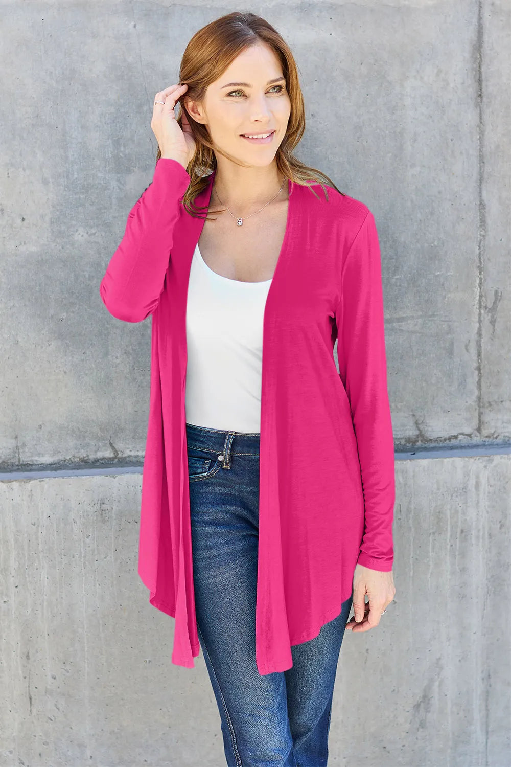 Basic Bae Full Size Open Front Long Sleeve Cardigan - Lilixa.store