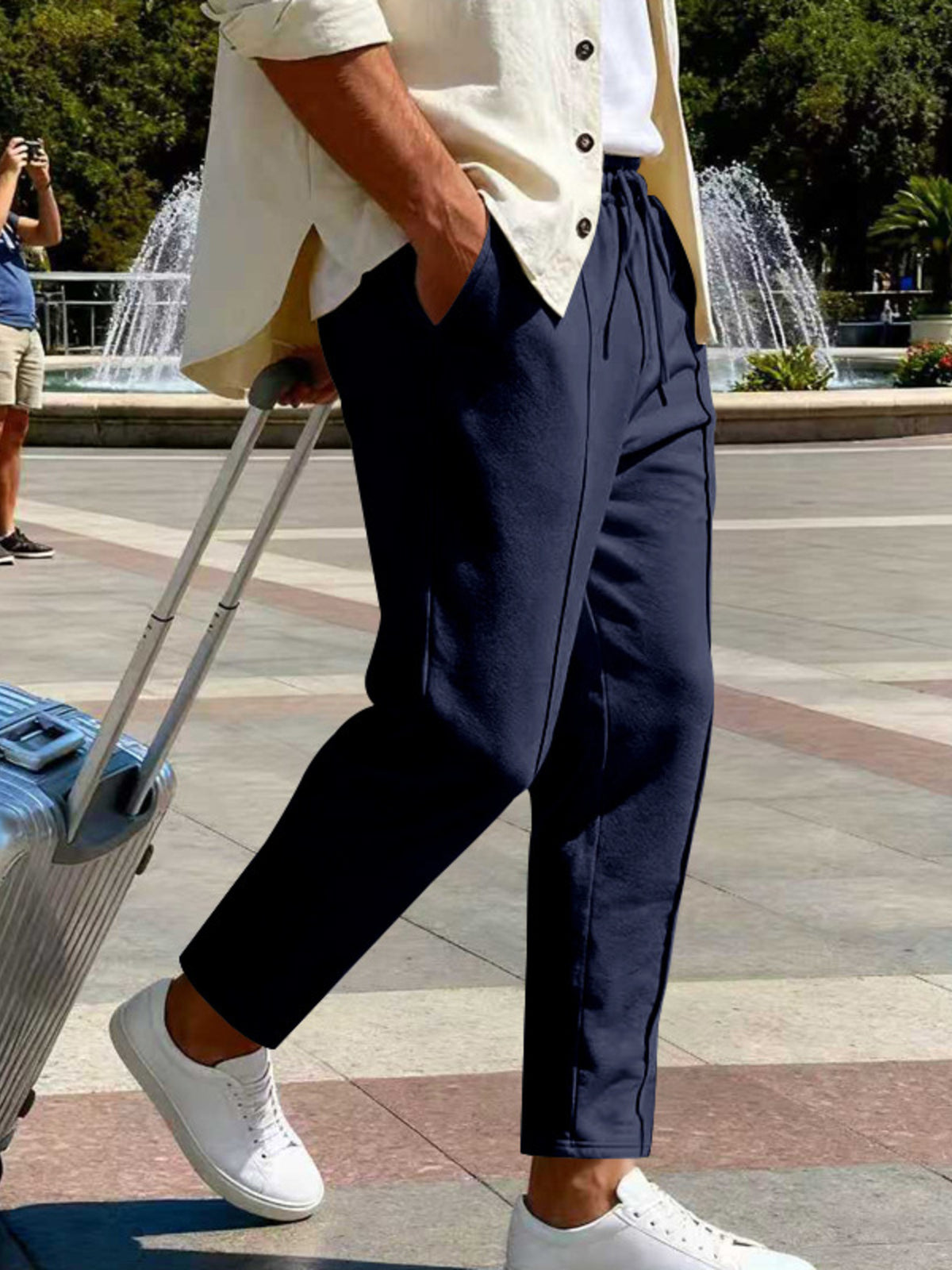 Men's Full Size Drawstring Straight Leg Pants Plus Size