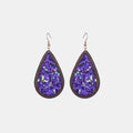 Sequin Wood Teardrop Earrings in Violet