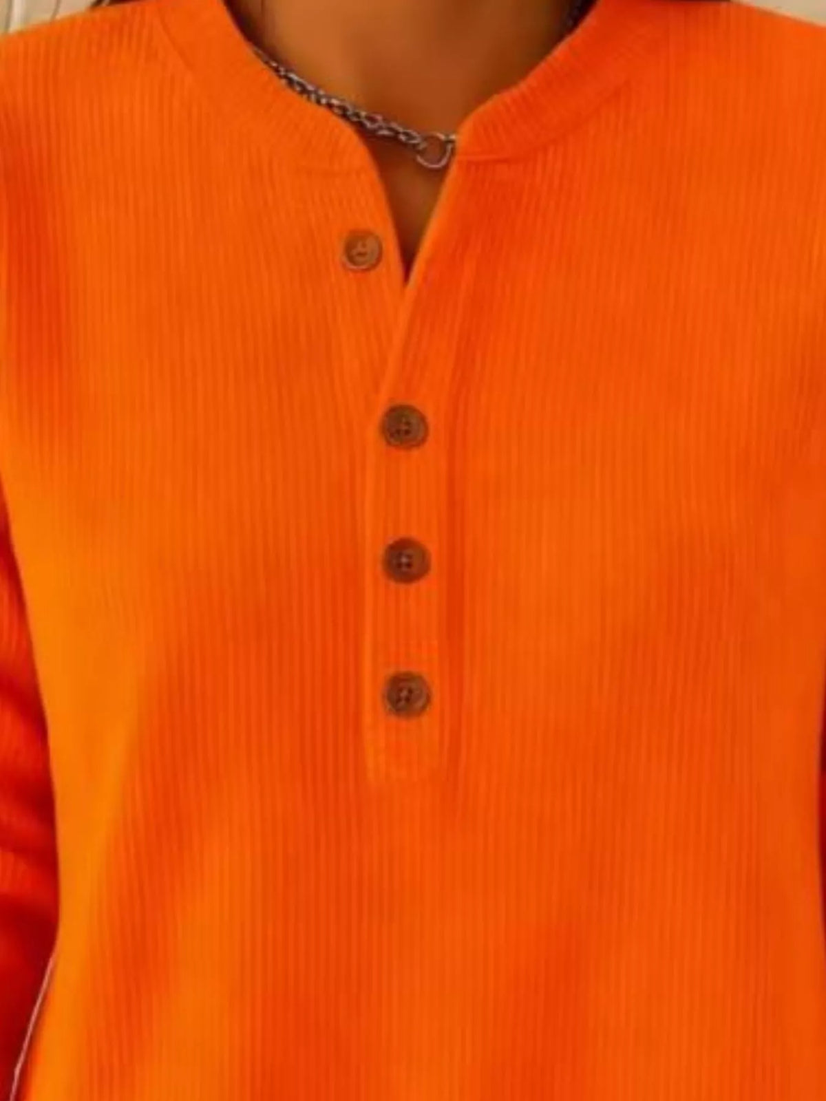 Full Size Button Detail Corduroy Top Plus Size