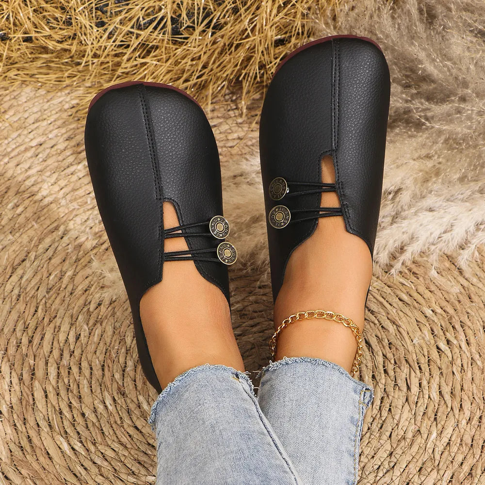 Round Toe Flat Slip-Ons in Black