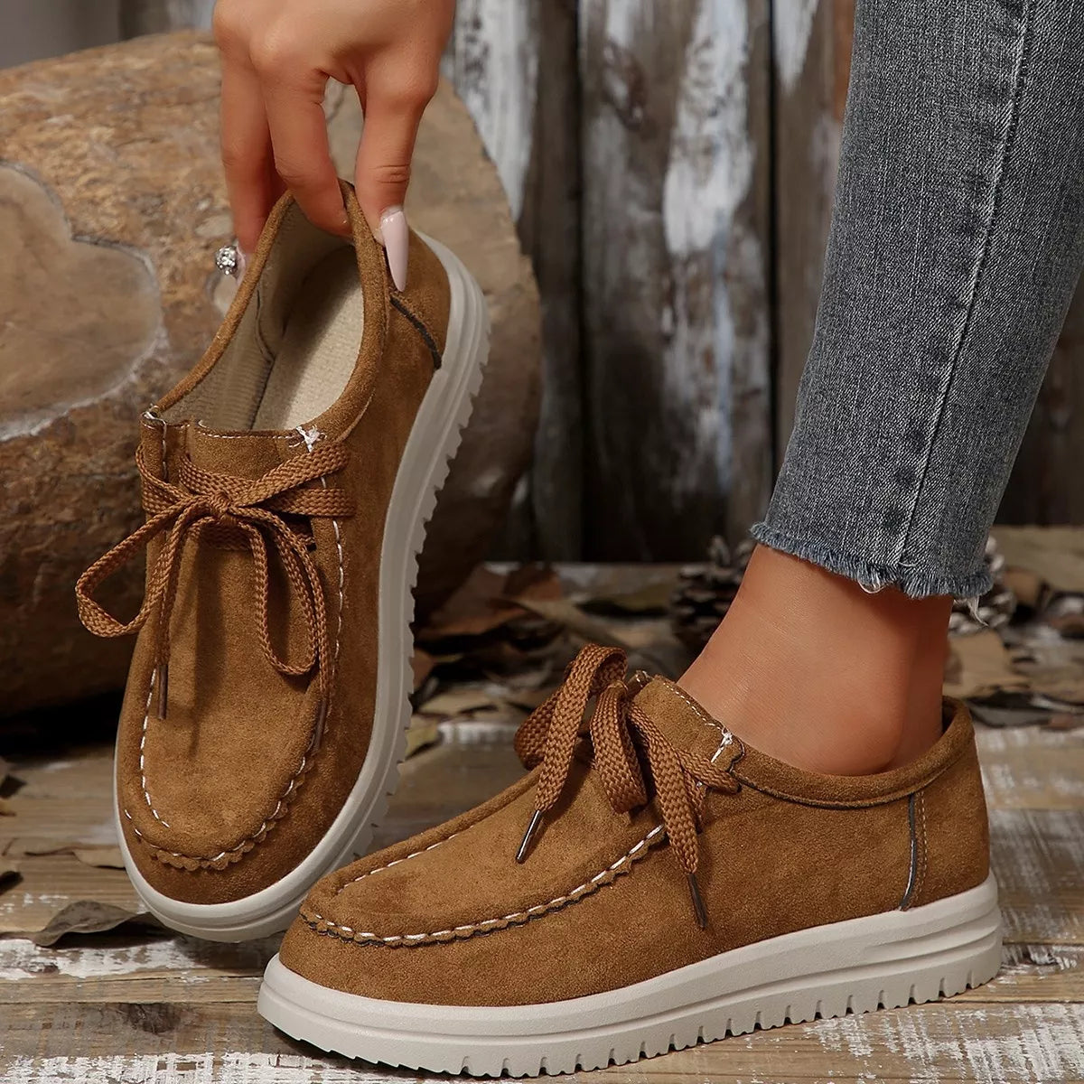 Lace-Up Round Toe Loafers, view 3