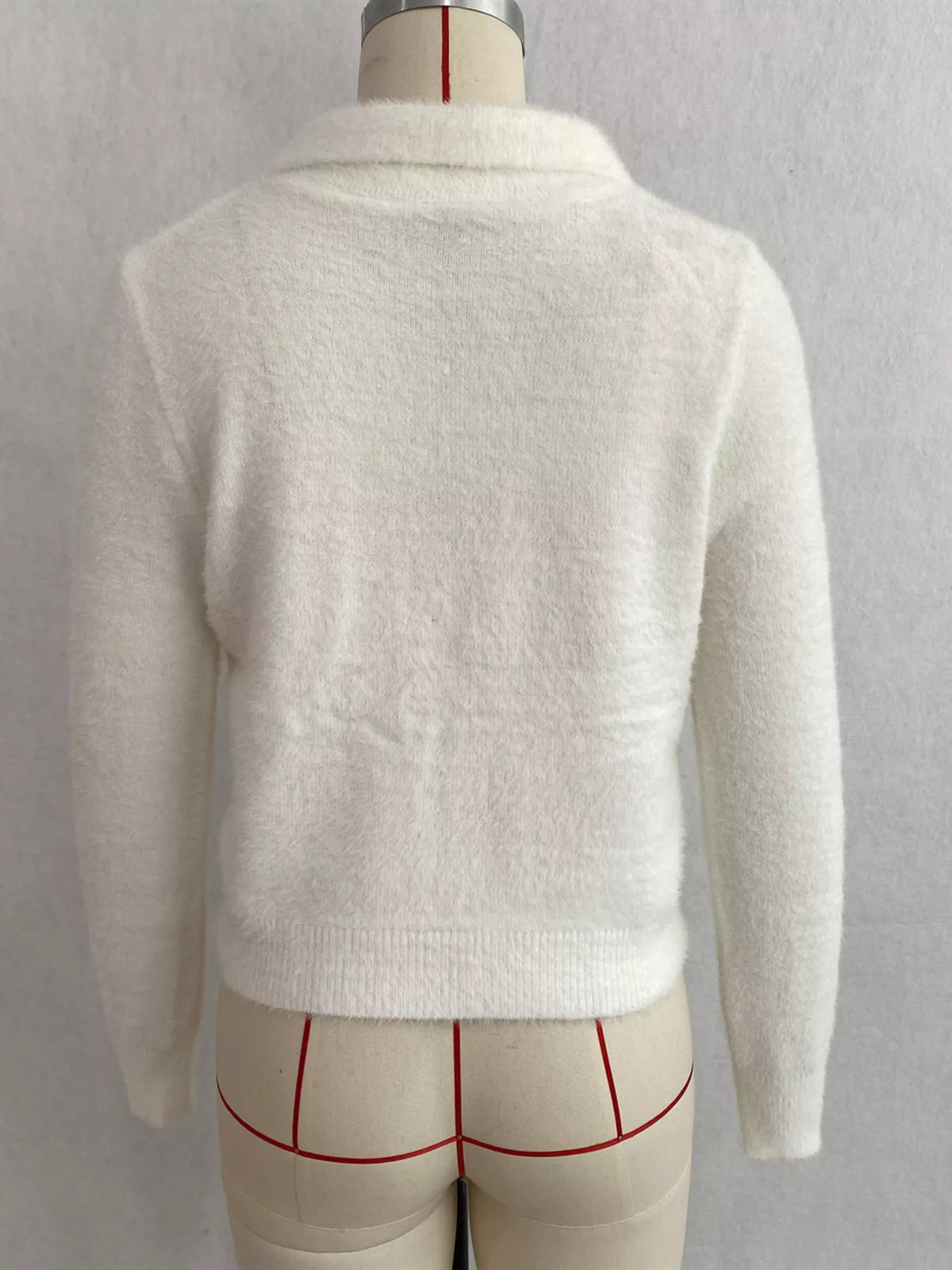 Fuzzy Letter Zip-Up Cardigan, view 5
