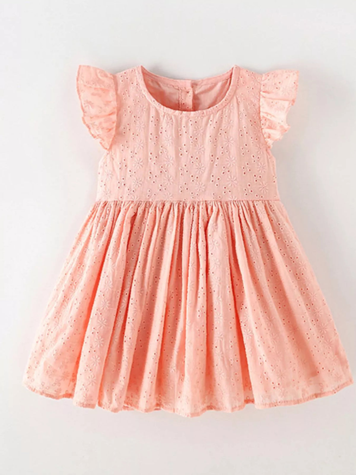 Children's Eyelet Flutter Sleeve Dress - Lilixa.store