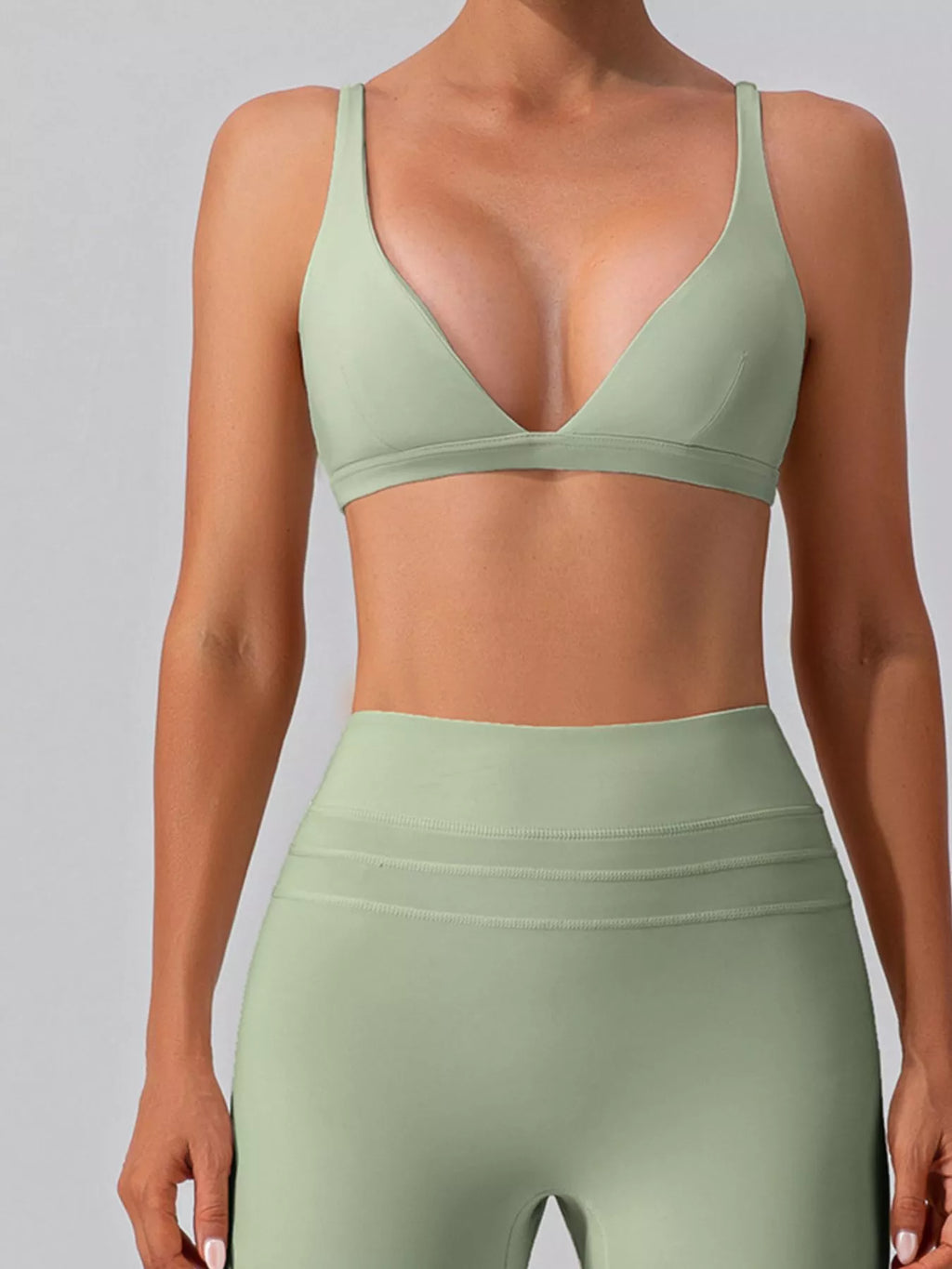 V-Neck Tank and High-Waisted Seamless Pants Active Set - Lilixa.store