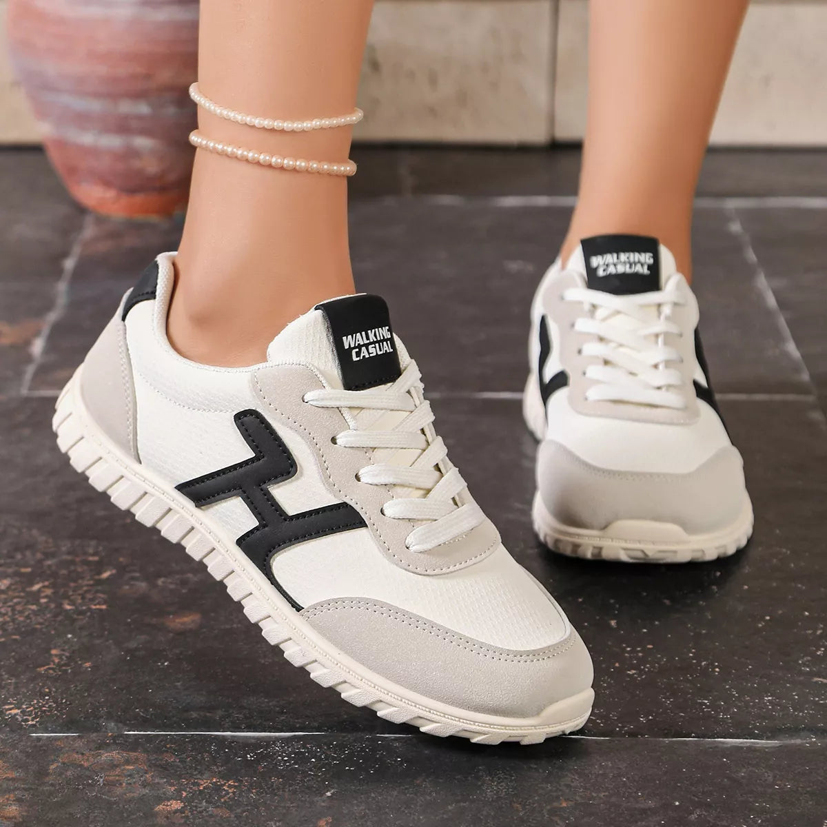 Round Toe Lace Up Sneakers