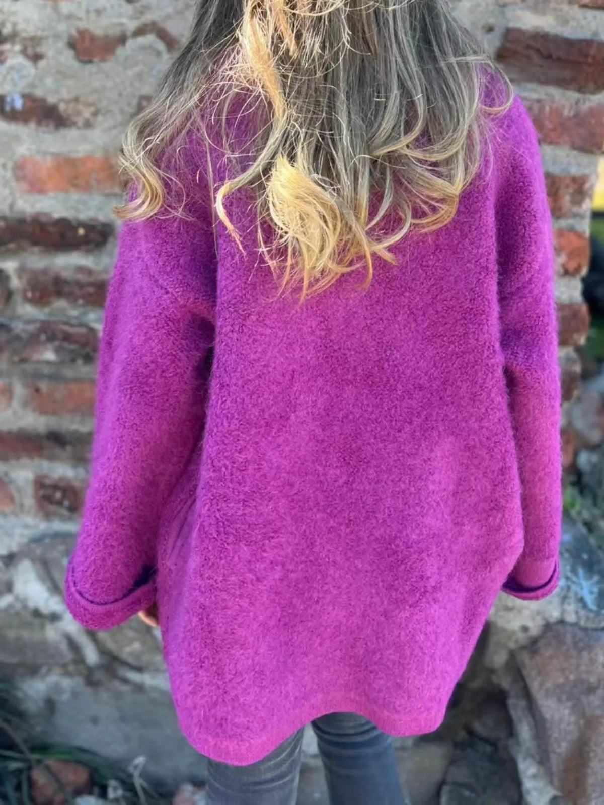 Open Front Long Sleeve Fluffy Jacket, view 2