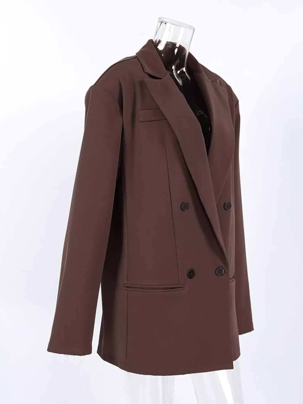 Double-Breasted Lapel Collar Blazer - Lilixa.store