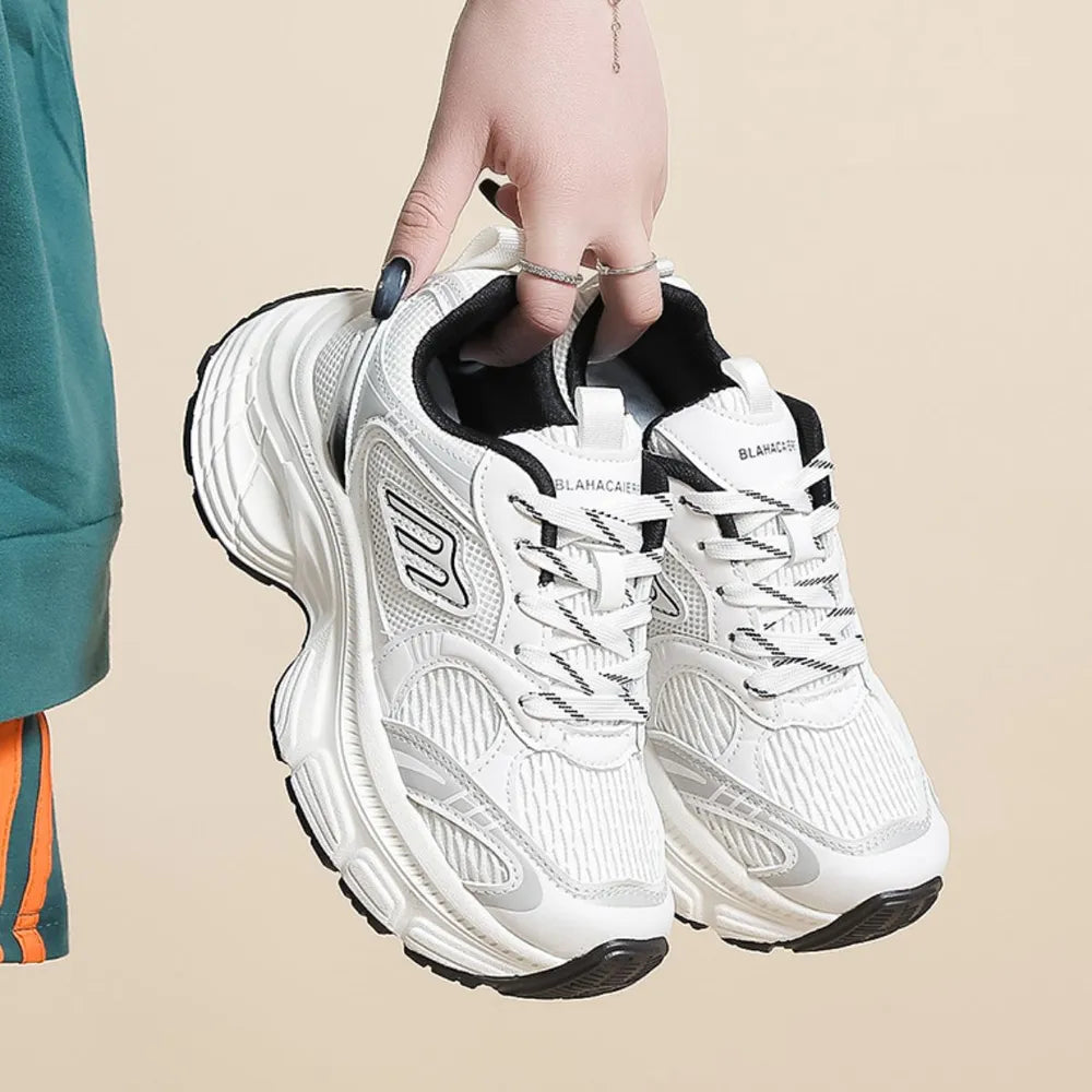 Letter Lace-Up Round Toe Athletic Shoes - Lilixa.store