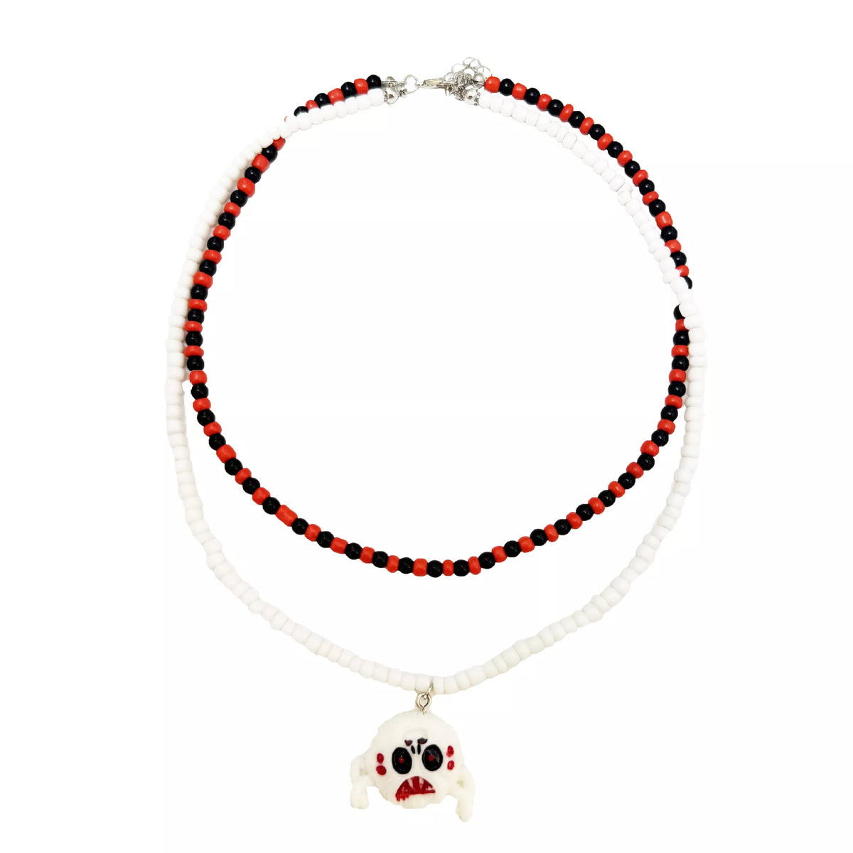 Gothic Skull Bead Double Layered Necklace - Lilixa.store