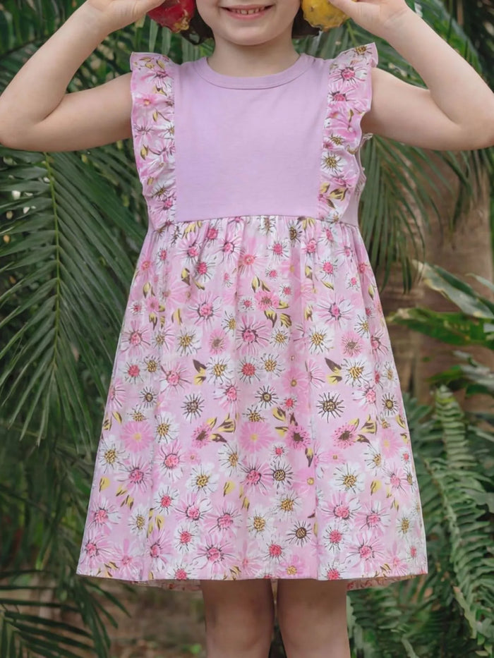 Children's Floral Ruffle Sleeve Dress - Lilixa.store
