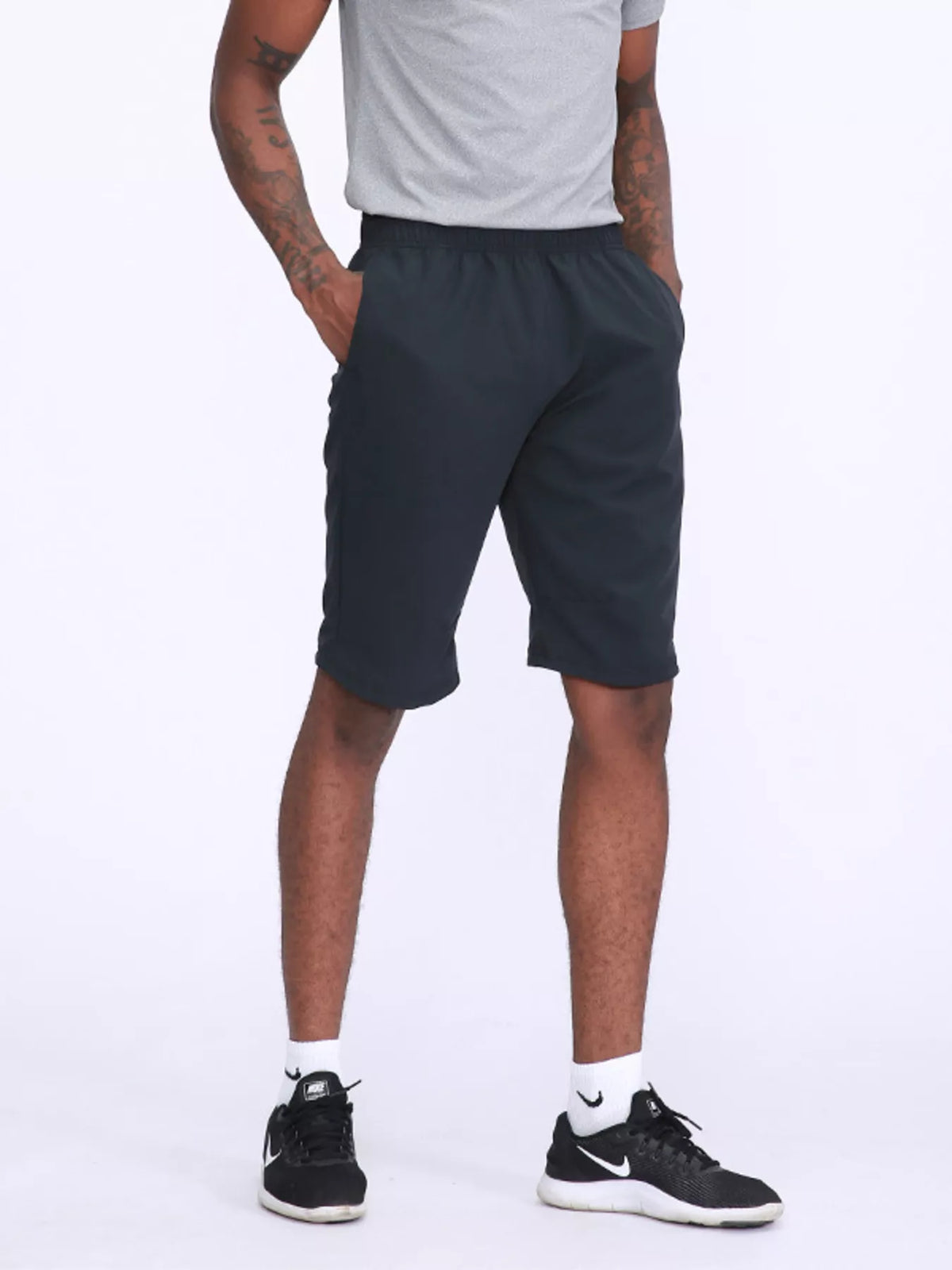 Men's Elastic Waist Lightweight Active Shorts in Black