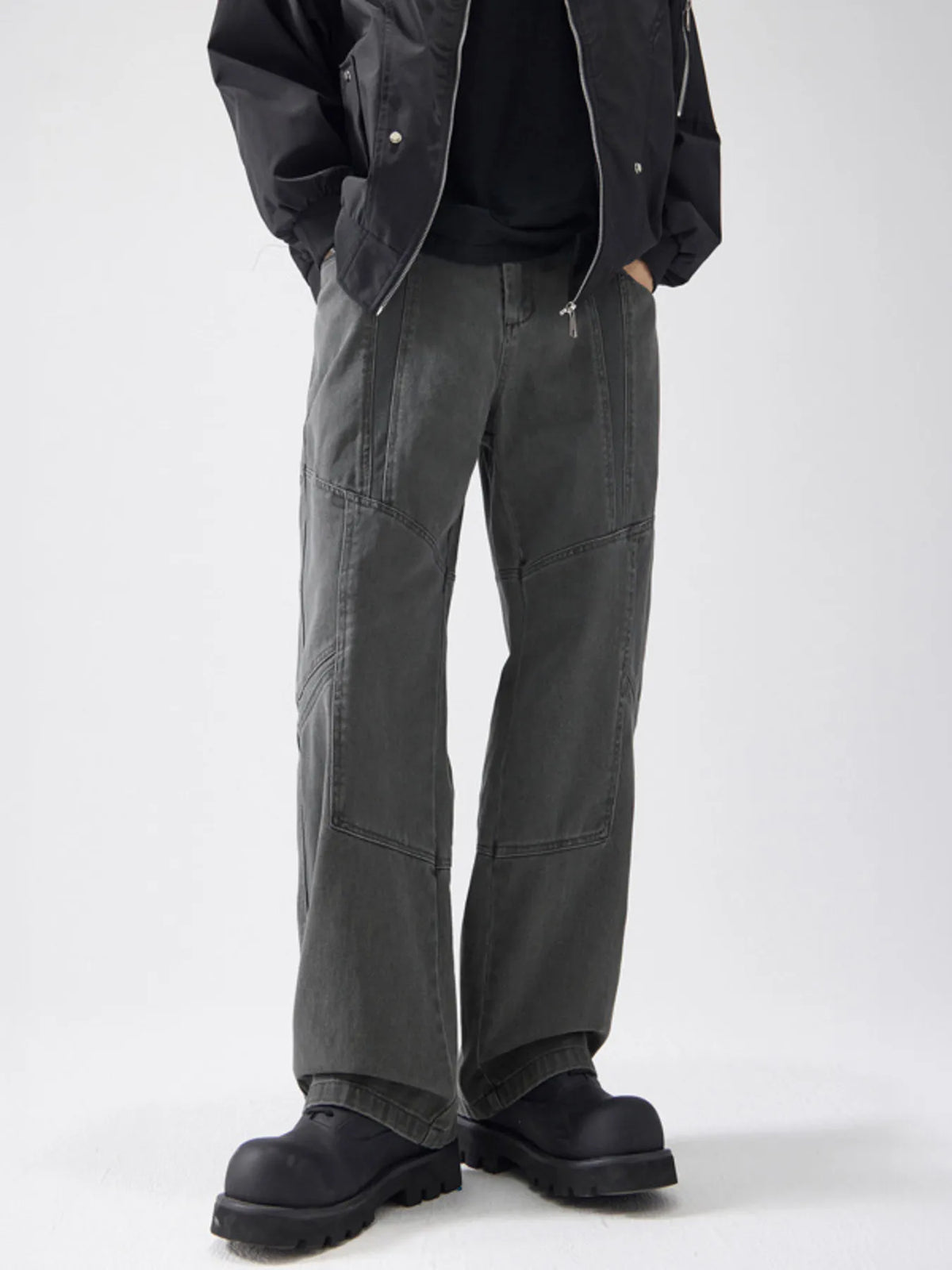 Men's Full Size Wide Leg Pants Plus Size in Gray