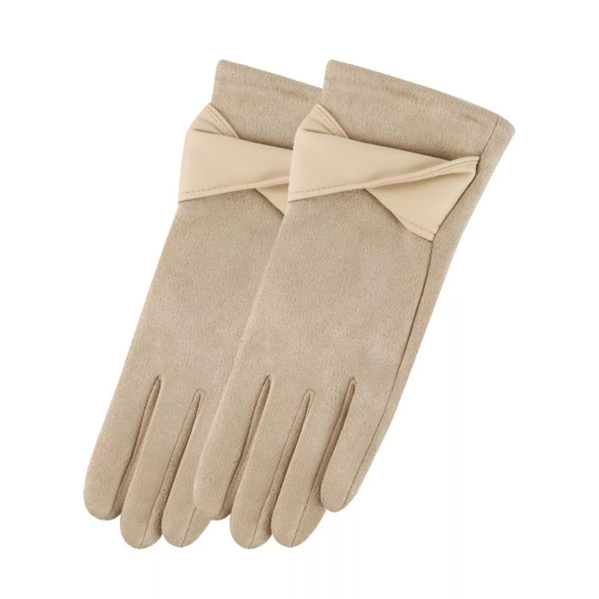 Warm Leather Trimmed Suede Gloves - Lilixa.store