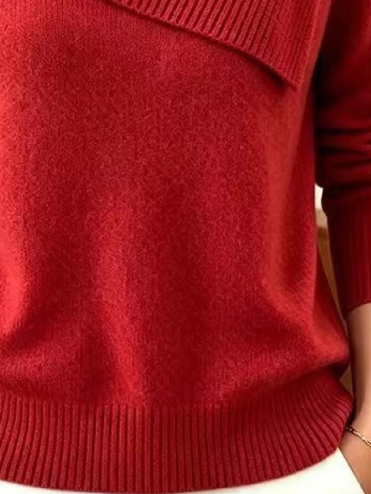 Full Size Asymmetric Ribbed Collar Sweater Plus Size