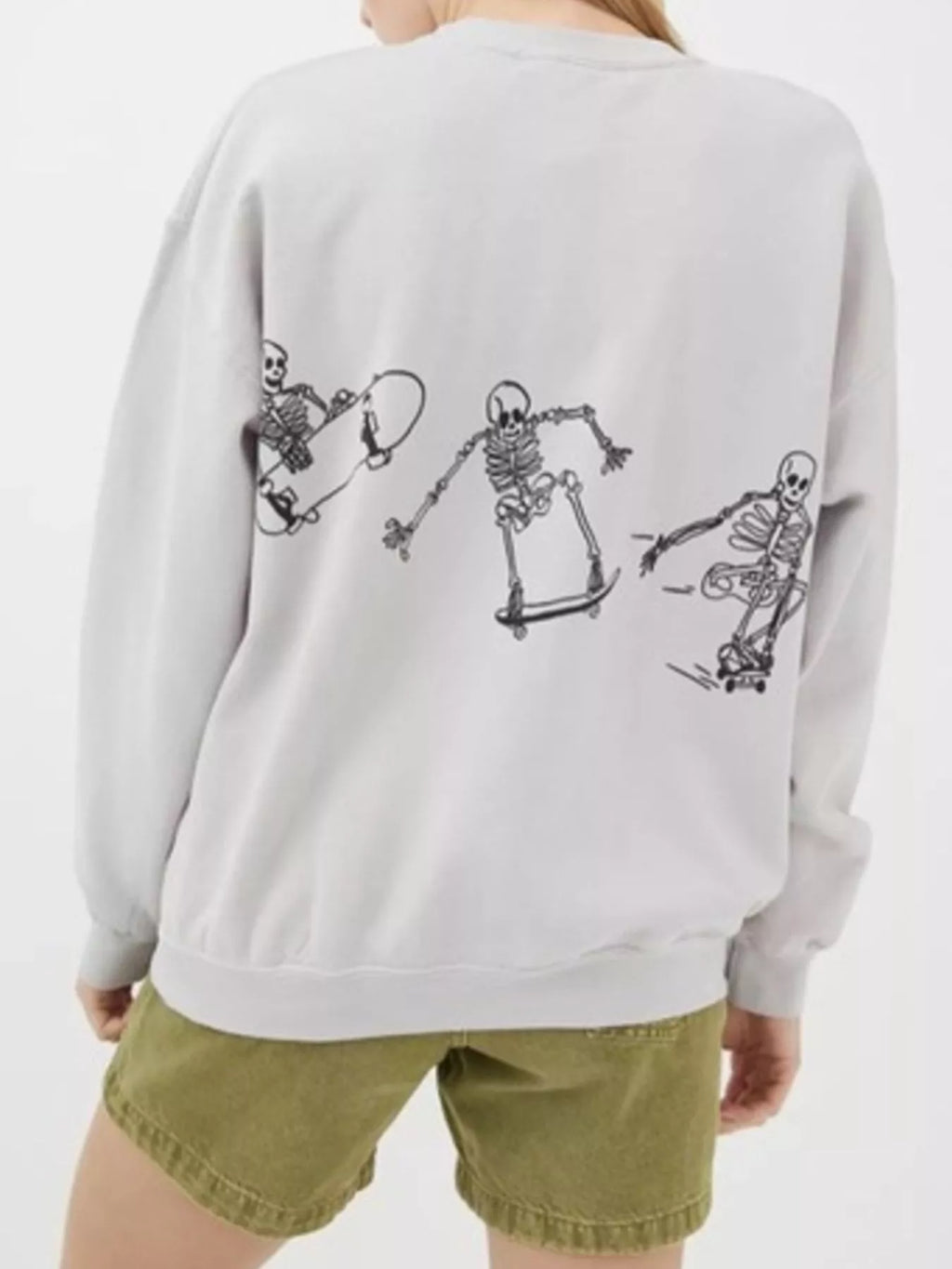 Skeleton Graphic Round Neck Sweatshirt - Lilixa.store