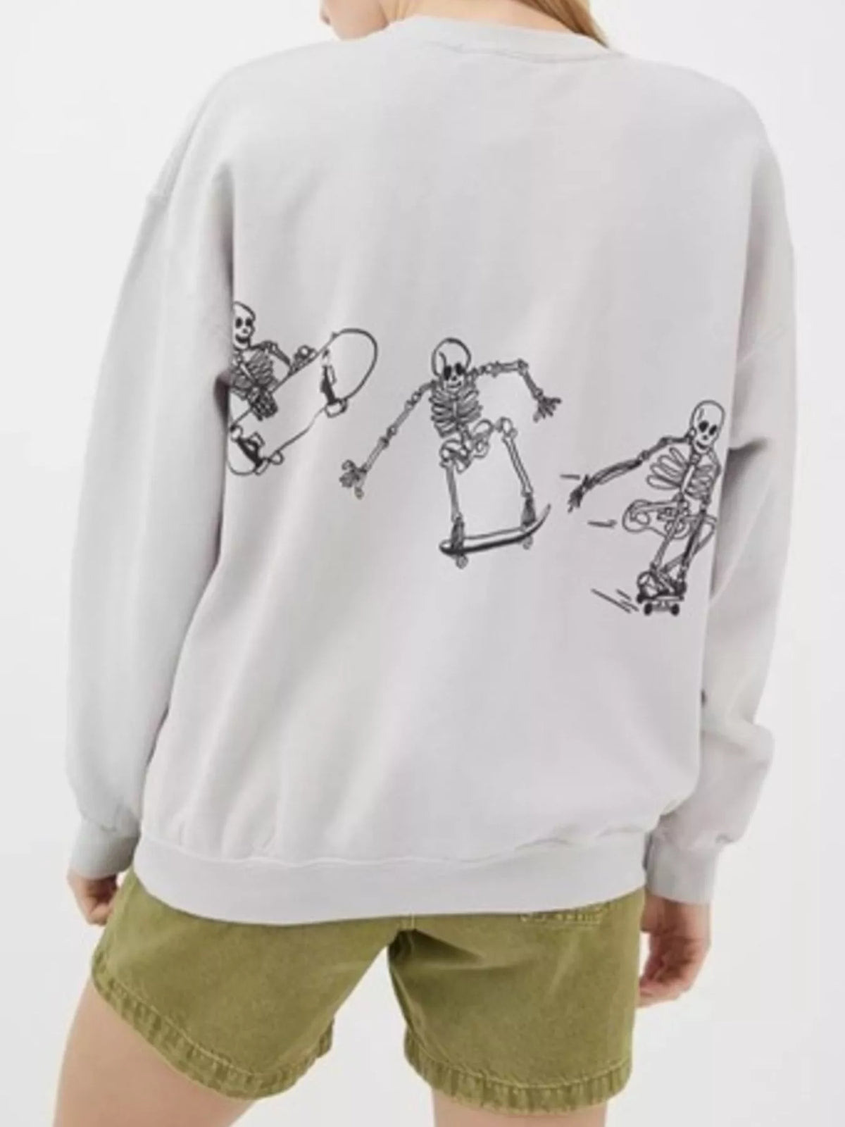 Skeleton Graphic Round Neck Sweatshirt - Lilixa.store