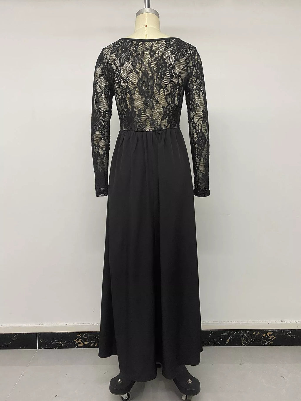 Square Neck Sheer Sleeve Maxi Dress - Lilixa.store