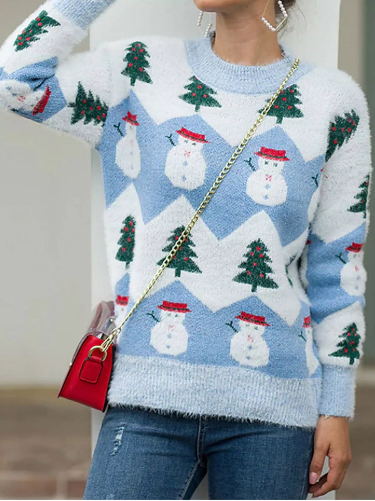 Christmas Snowman Dropped Shoulder Sweater