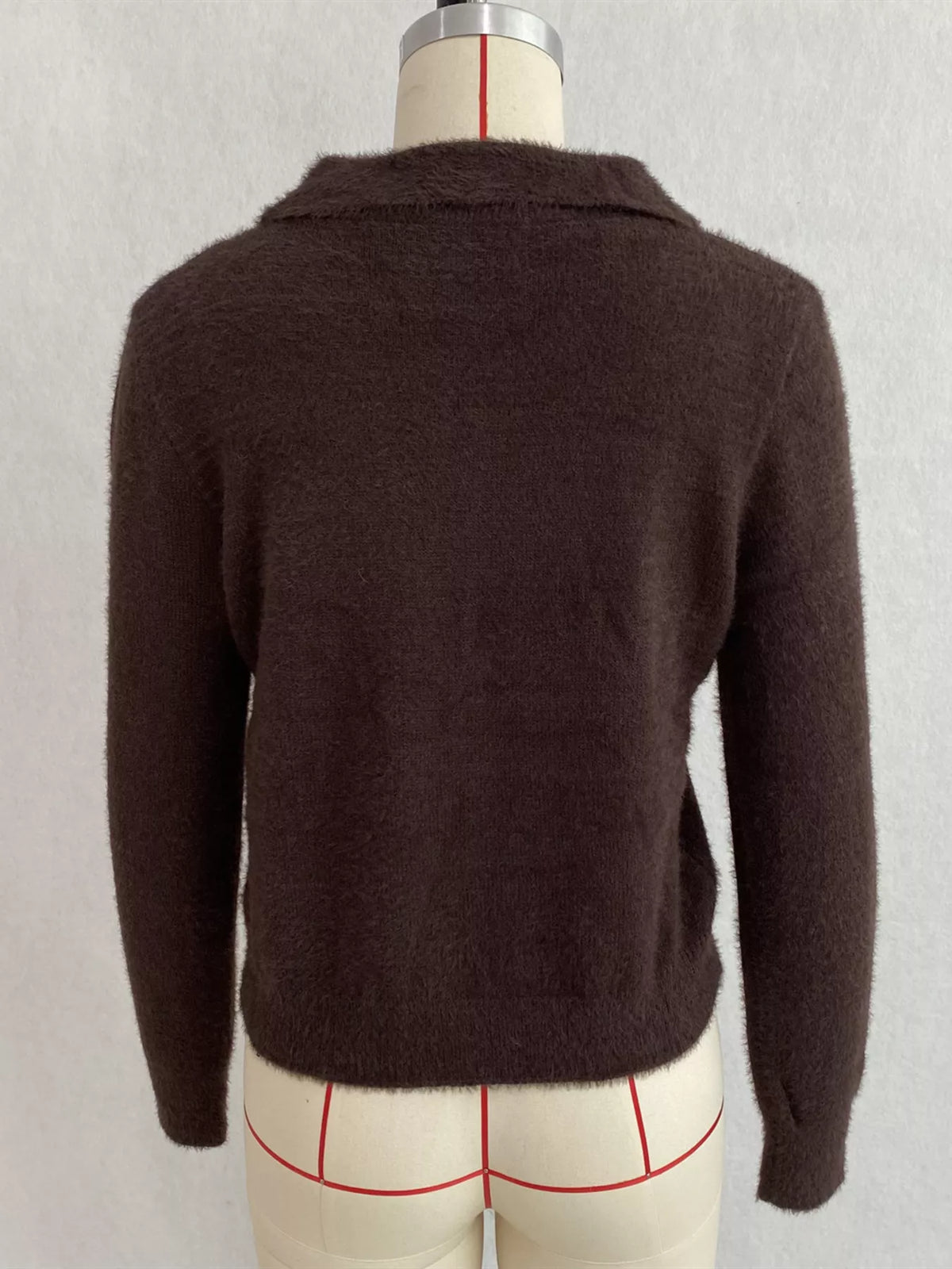 Fuzzy Letter Zip-Up Cardigan, view 17