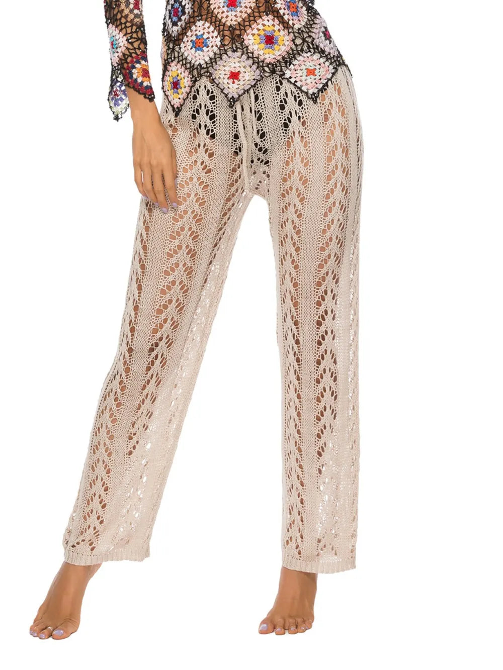 Cutout Drawstring High Waist Swim Pants - Lilixa.store