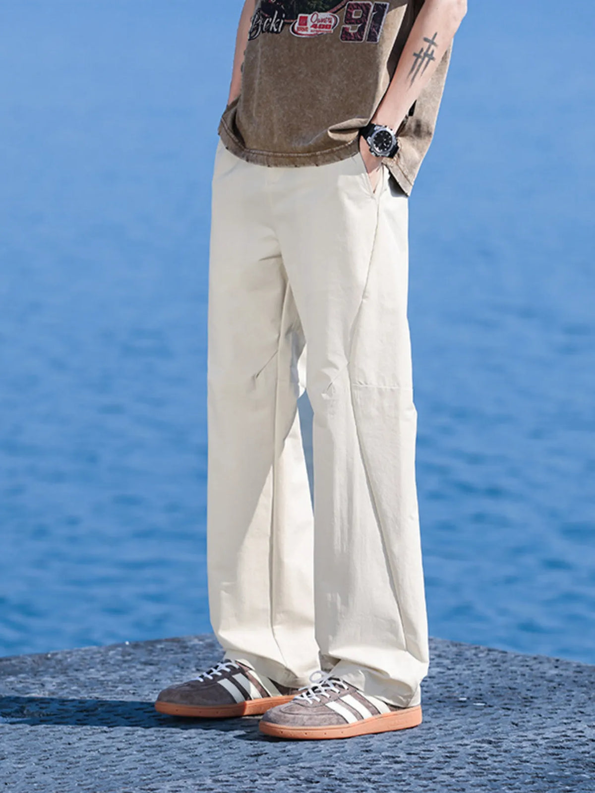 Men's Casual Loose-Fit Pants in Apricot
