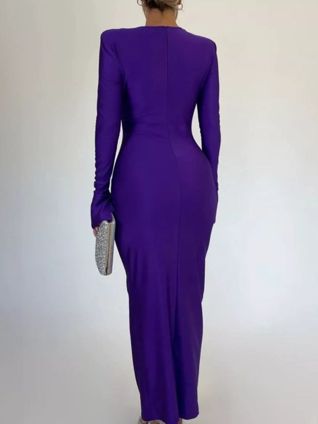 Ruched Long Sleeve Bodycon Maxi Dress - Lilixa.store